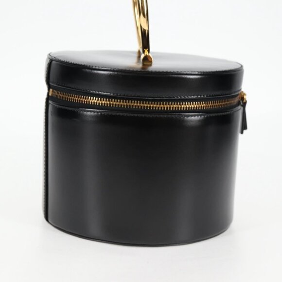 CELINE Vanity Cosmetic Pouch Leather Black Gold Auth 125415V - Picture 5 of 16